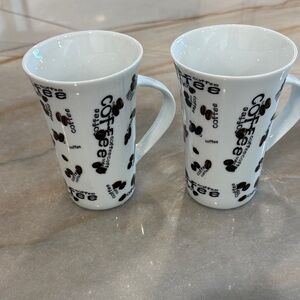 White Coffee-Themed Mugs Set